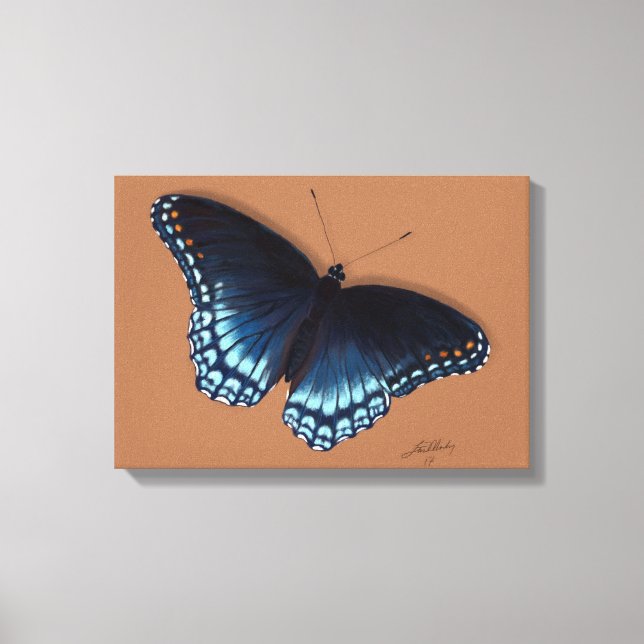 Lienzo Pintura de mariposa de almirante púrpura de punto  (Anverso)