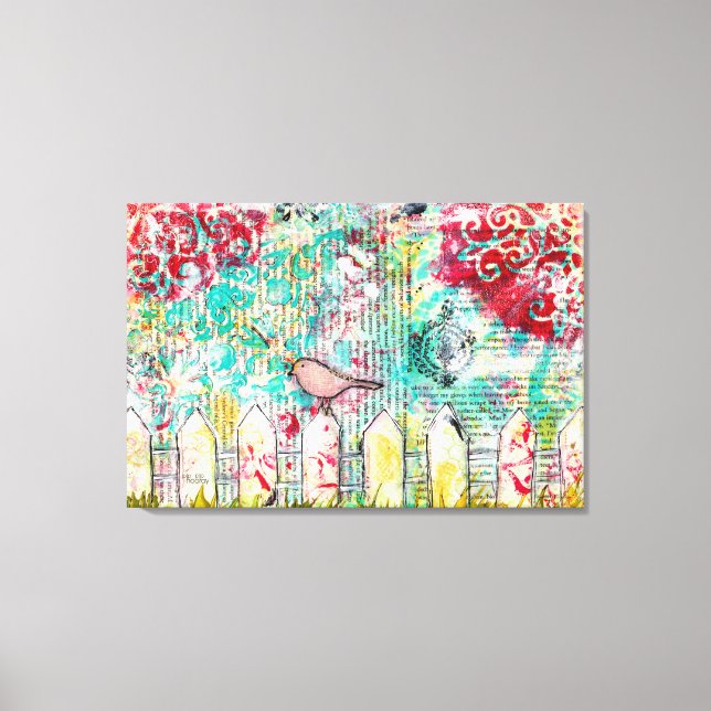 Lienzo Pintura de medios mixtos de la valla de boletos bl (Anverso)