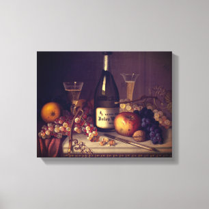 Lienzo Pintura de mesa de comida antigua, individual