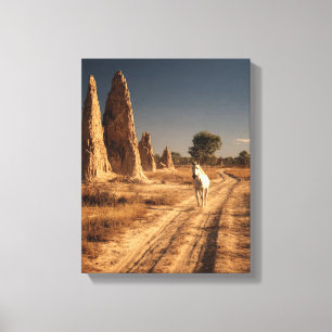 Lienzo Pintura de Monolito del Desierto del Caballo Blanc