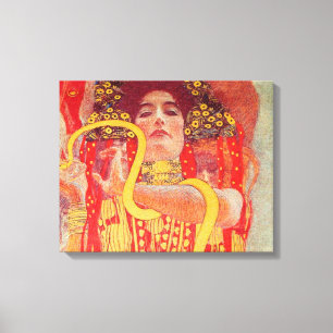 Lienzo Pintura de mujer roja con serpiente de oro de Gust