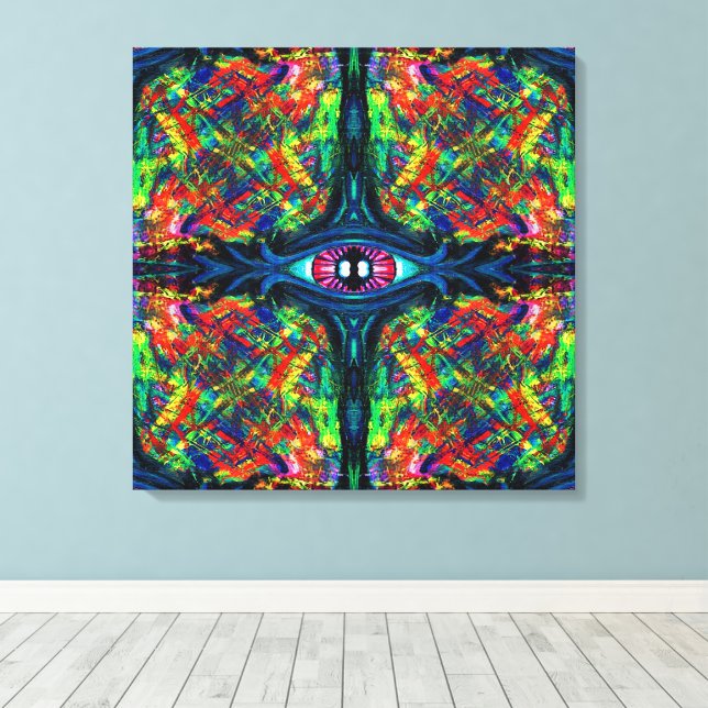 Lienzo Pintura de ojos torcidos y trippy (Insitu (piso de madera))