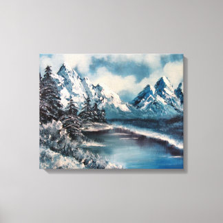 Lienzo Pintura de óleo del paisaje invernal