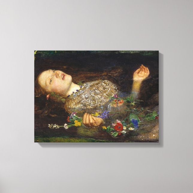 Lienzo Pintura De Ophelia Por John Everett Millais (Anverso)