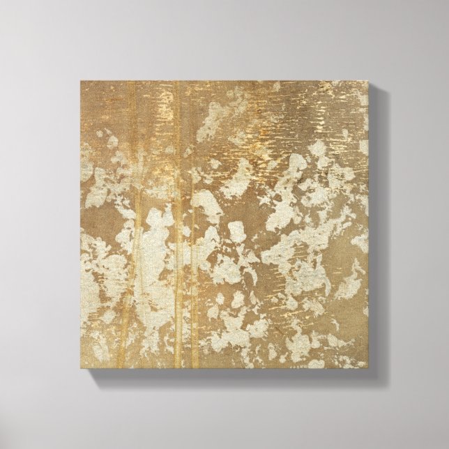 Lienzo Pintura de oro abstracta con especkles plateados (Anverso)