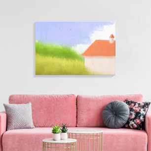 Lienzo Pintura de paisaje campestre pacífico