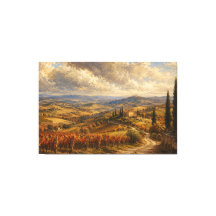 Pintura de paisaje de campo toscano de otoño