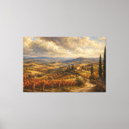 Lienzo Pintura de paisaje de campo toscano de otoño