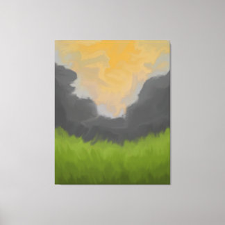 Lienzo Pintura de paisaje del cielo dorado