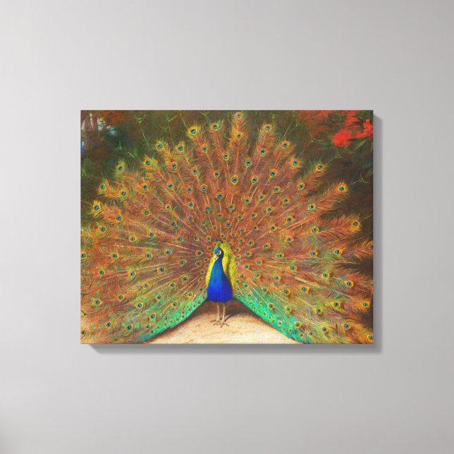 Lienzo Pintura de pavo real vintage (Anverso)