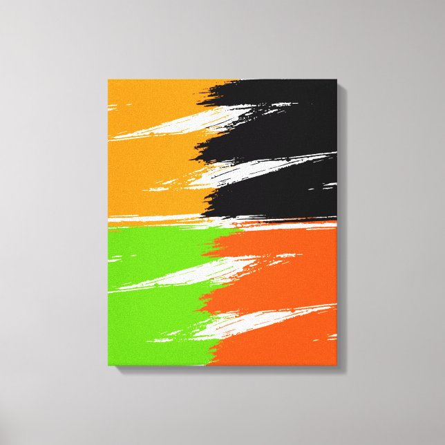 Lienzo Pintura de pincel blanco verde naranja (Anverso)