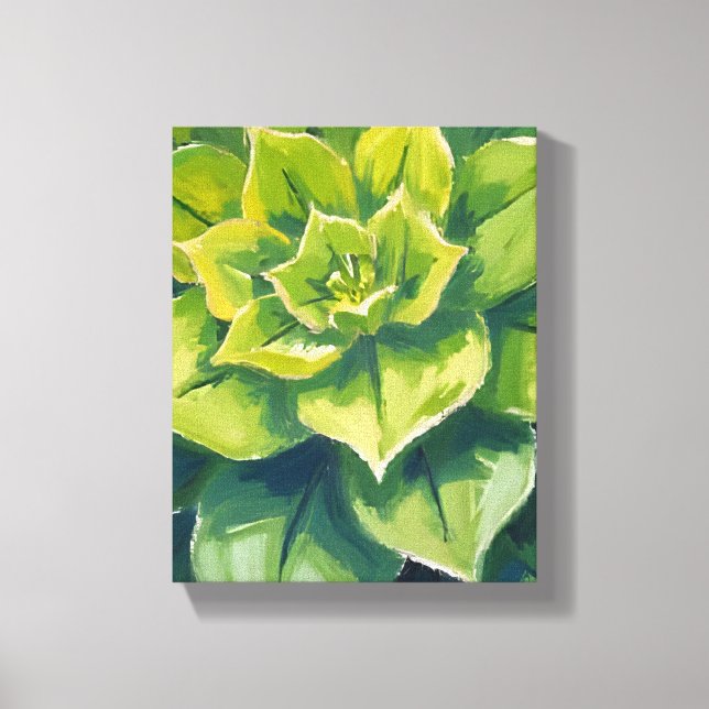 Lienzo Pintura de planta suculenta verde (Anverso)
