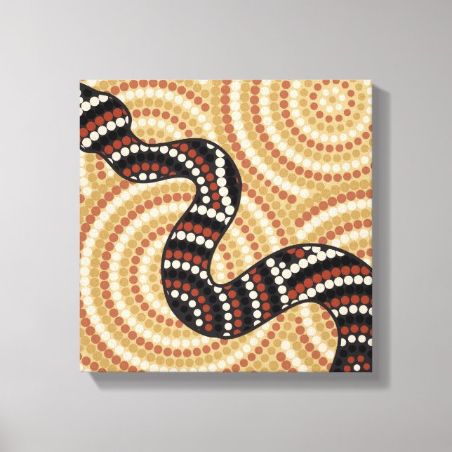 Lienzo Pintura de punto de serpiente aborigen (Anverso)