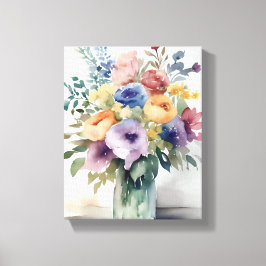 Lienzo Pintura de ramo floral al acuarela
