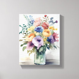 Lienzo Pintura de ramo floral en acuarela