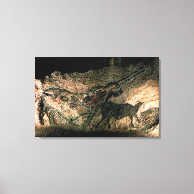 Lienzo Pintura de roca de un animal de cuerno, c.17000 a. (Anverso)