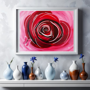Lienzo Pintura de Rosa Mariposa por Alfred Fox