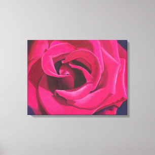 Lienzo Pintura de rosa rosa con fondo oscuro