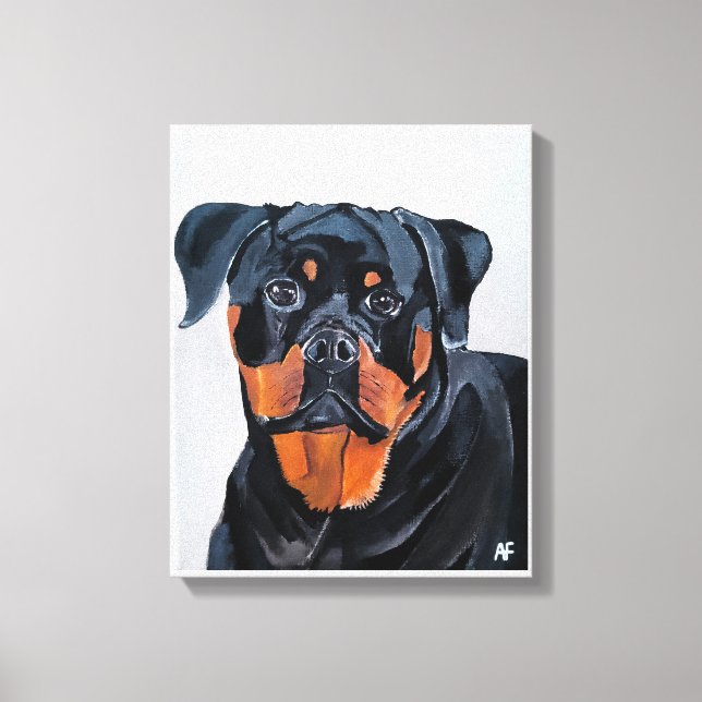 Lienzo Pintura de Rottweiler de Alfred Fox (Anverso)