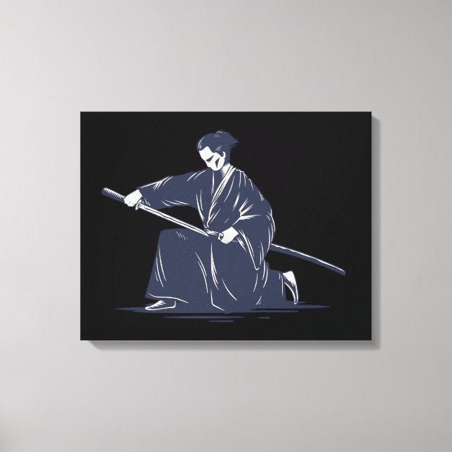 Lienzo Pintura de Samurai japonesa (Anverso)