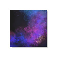 Pintura de tinta abstracta de Black Blue Purple Sq