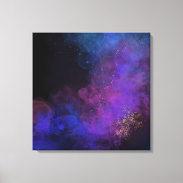 Lienzo Pintura de tinta abstracta de Black Blue Purple Sq