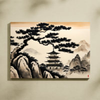 Pintura de tinta de paisajes japoneses