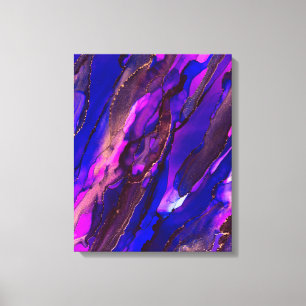 Lienzo Pintura de tinta de tinta morada y dorada salvaje