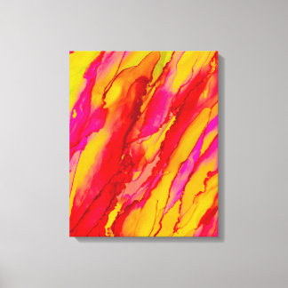 Lienzo Pintura de tinta roja de alcohol Naranja salvaje