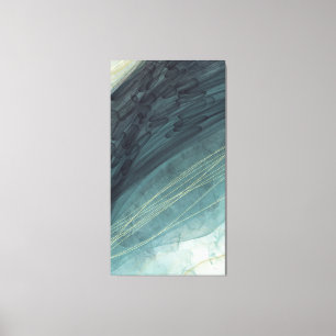 Lienzo Pintura de tinta vertical abstracta larga con oro 