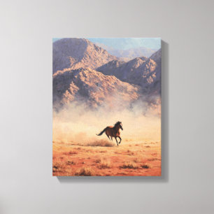 Lienzo Pintura de tormenta de polvo Mustang Mountain