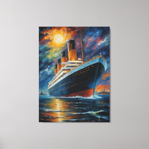 Lienzo pintura de un barco en el agua