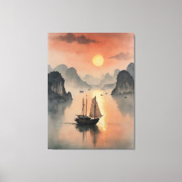 Lienzo pintura de un bote en el agua