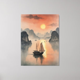 Lienzo pintura de un bote en el agua