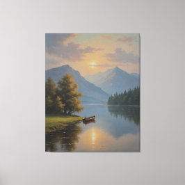 Lienzo pintura de un bote en una cosecha de un lago