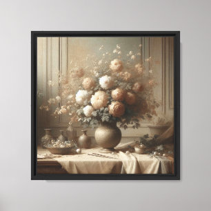 Lienzo Pintura De Vida Vintage Floral Still Life