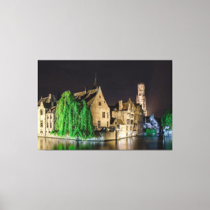 Lienzo Pintura del casco antiguo de Brujas y de la torre 