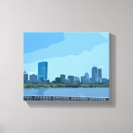 Lienzo Pintura del horizonte de Boston río Charles