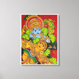 Lienzo Pintura del mural de Krishna radha