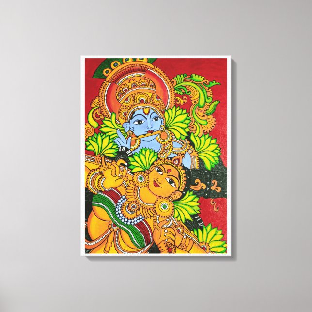Lienzo Pintura del mural de Krishna radha (Anverso)