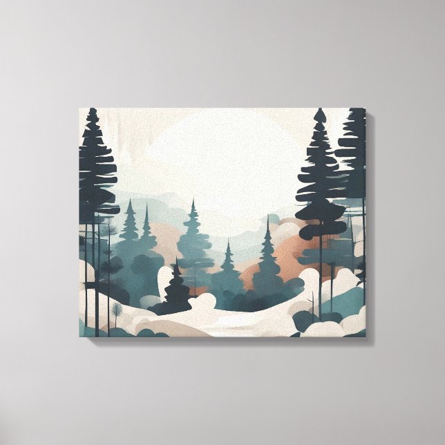 Lienzo Pintura del paisaje forestal de Boho (Anverso)