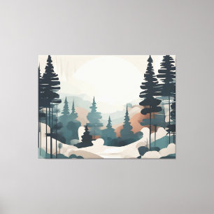 Lienzo Pintura del paisaje forestal de Boho