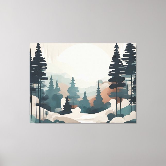 Lienzo Pintura del paisaje forestal de Boho (Anverso)