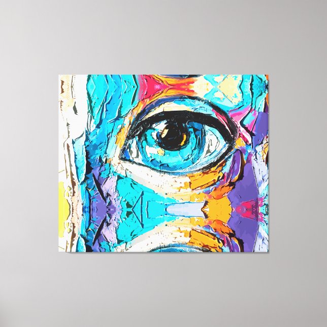 Lienzo Pintura digital abstracta al óleo de ojos hermosos (Anverso)