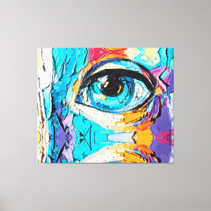 Lienzo Pintura digital abstracta al óleo de ojos hermosos