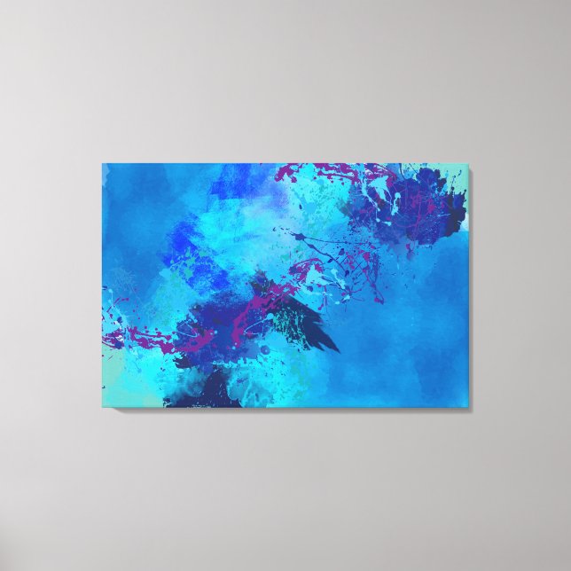 Lienzo Pintura digital abstracta azul (Anverso)