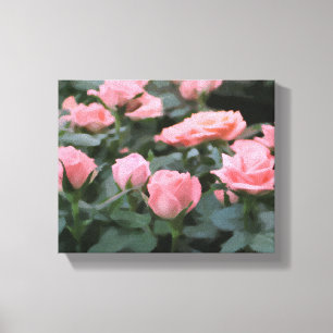 Lienzo Pintura digital de flores para minitRosas rosados