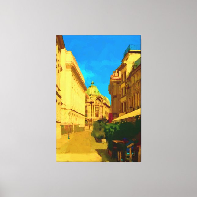 Lienzo Pintura digital de la ciudad de Bucarest (Anverso)
