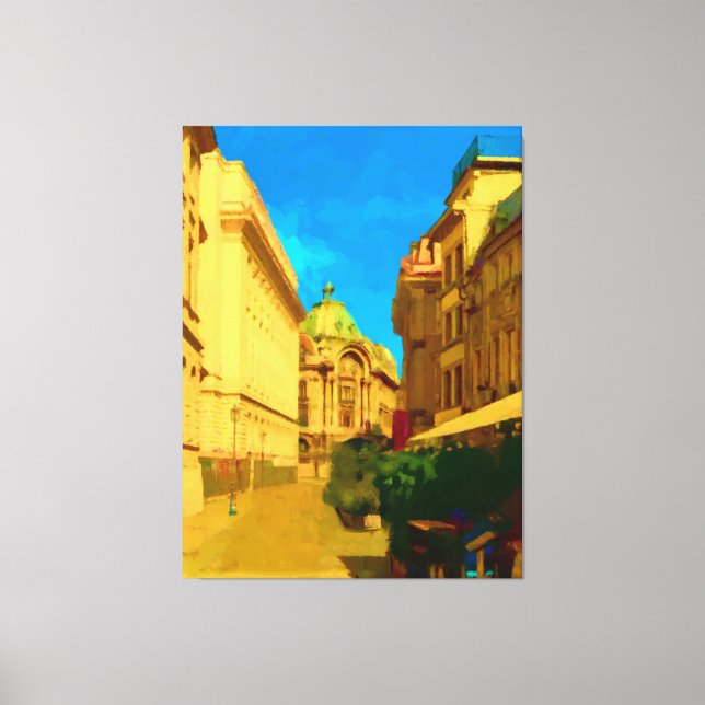 Lienzo Pintura digital de la ciudad de Bucarest (Anverso)