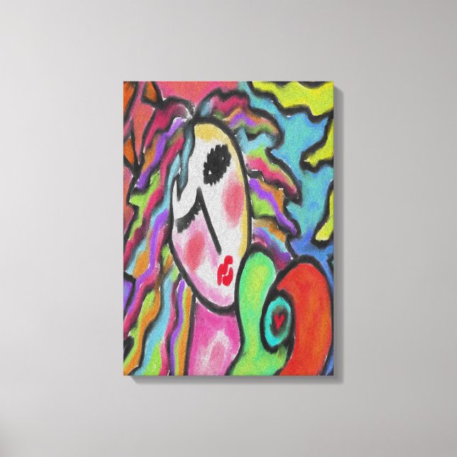 Lienzo Pintura digital de resumen de corazón salvaje (Anverso)